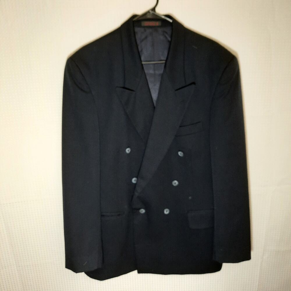 Men's Double-Breasted Black Blazer
